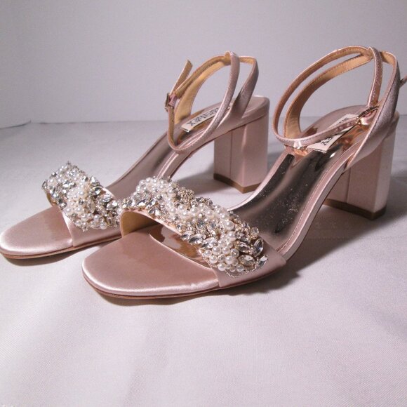 Badgley Mischka Clara Embellished Strap Evening Shoe Sz 6.5 - Picture 7 of 10